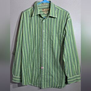 Sun River Green Striped Casual Men's Shirt